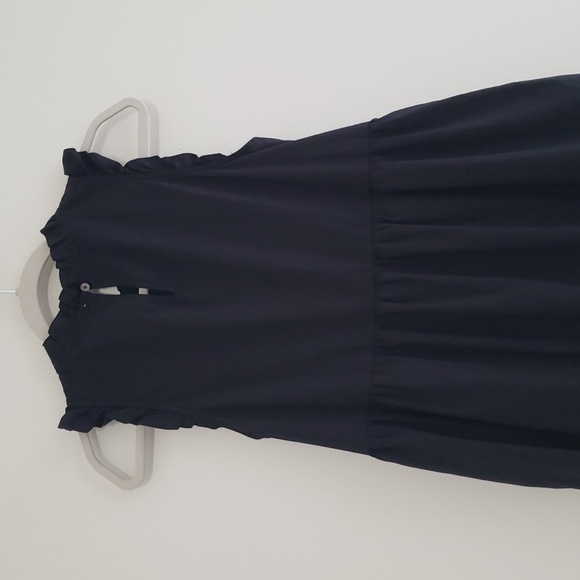 J. Crew Tiered Midi Dress 4 Black Sleeveless Ruffle Pockets Minimalist Classic - Picture 8 of 15